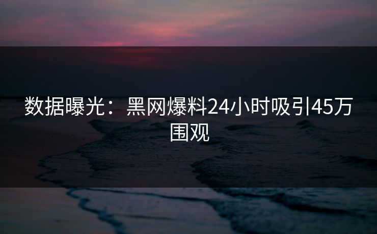 数据曝光：黑网爆料24小时吸引45万围观