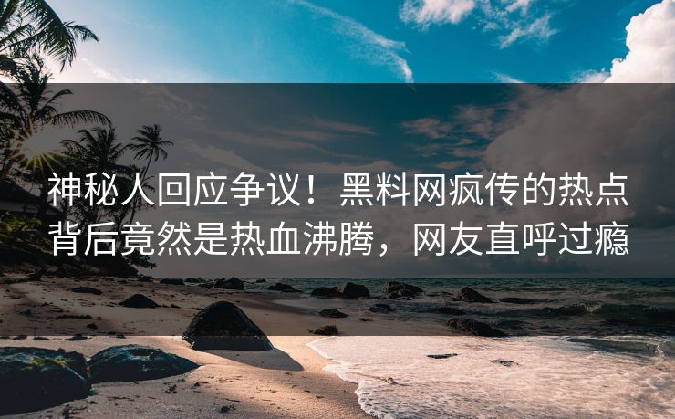 神秘人回应争议！黑料网疯传的热点背后竟然是热血沸腾，网友直呼过瘾