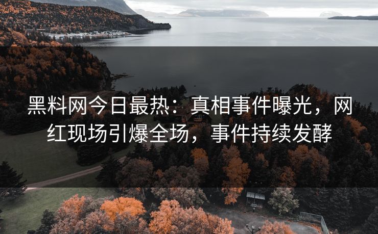 黑料网今日最热：真相事件曝光，网红现场引爆全场，事件持续发酵