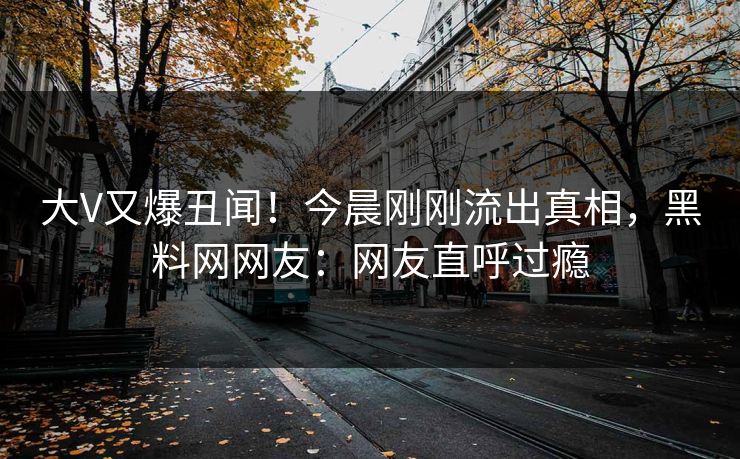 大V又爆丑闻！今晨刚刚流出真相，黑料网网友：网友直呼过瘾