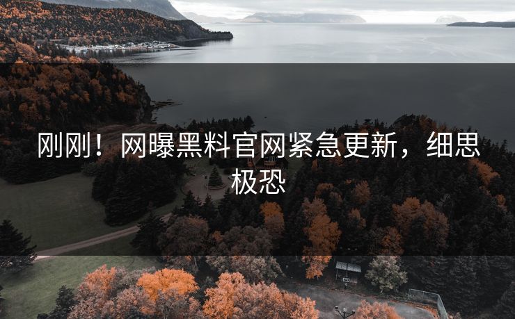 刚刚！网曝黑料官网紧急更新，细思极恐