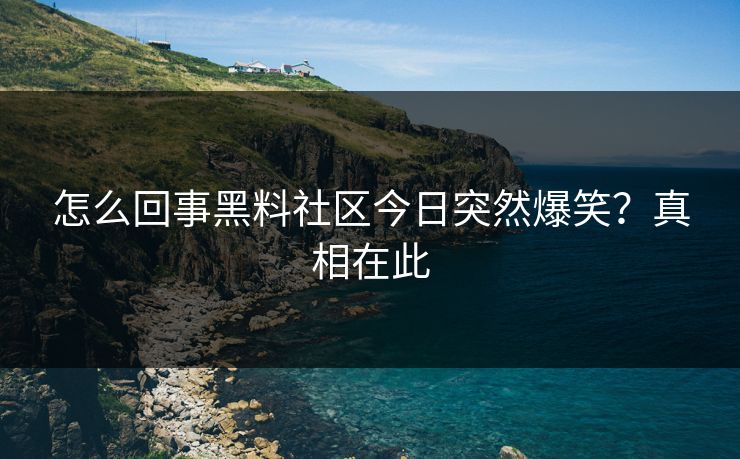 怎么回事黑料社区今日突然爆笑？真相在此