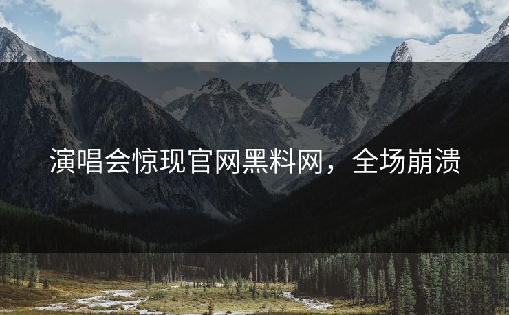 演唱会惊现官网黑料网，全场崩溃