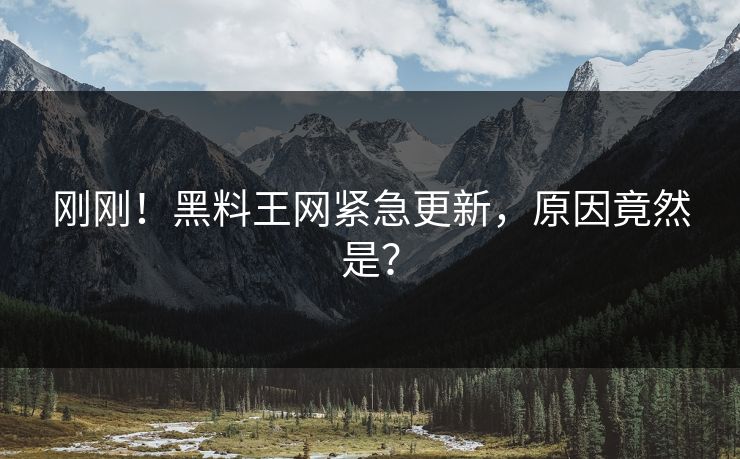刚刚！黑料王网紧急更新，原因竟然是？