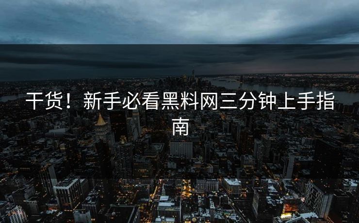干货！新手必看黑料网三分钟上手指南