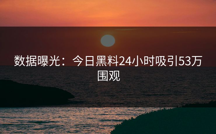 数据曝光：今日黑料24小时吸引53万围观