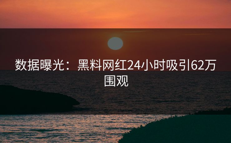 数据曝光：黑料网红24小时吸引62万围观