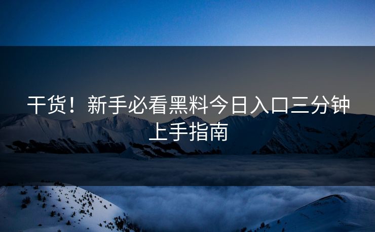 干货！新手必看黑料今日入口三分钟上手指南