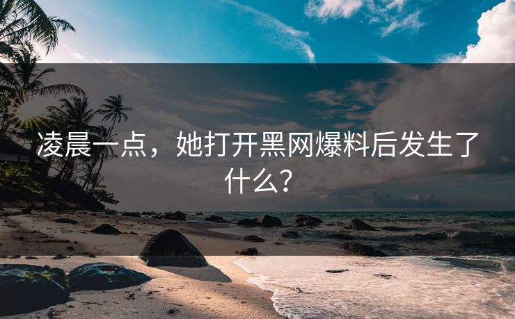 凌晨一点，她打开黑网爆料后发生了什么？