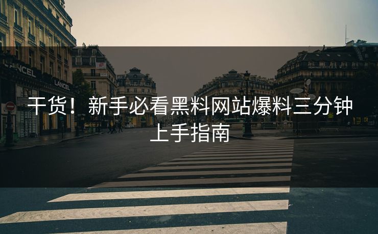 干货！新手必看黑料网站爆料三分钟上手指南