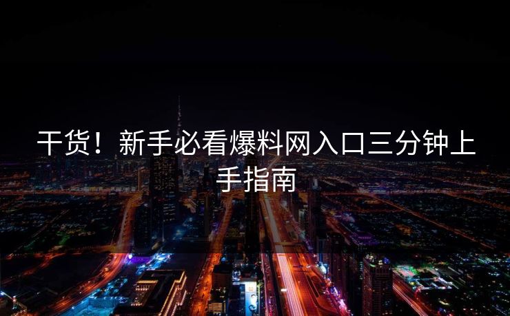 干货！新手必看爆料网入口三分钟上手指南