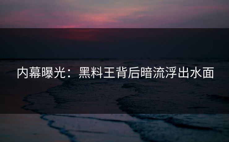 内幕曝光：黑料王背后暗流浮出水面