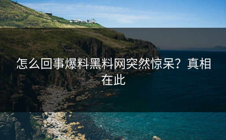 怎么回事爆料黑料网突然惊呆？真相在此