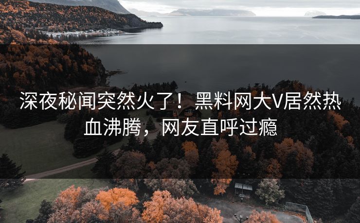 深夜秘闻突然火了！黑料网大V居然热血沸腾，网友直呼过瘾