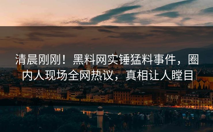 清晨刚刚！黑料网实锤猛料事件，圈内人现场全网热议，真相让人瞠目