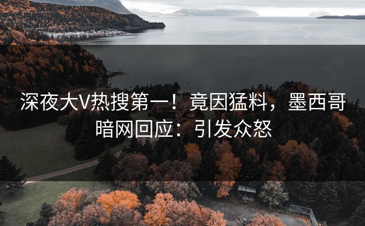 深夜大V热搜第一！竟因猛料，墨西哥暗网回应：引发众怒