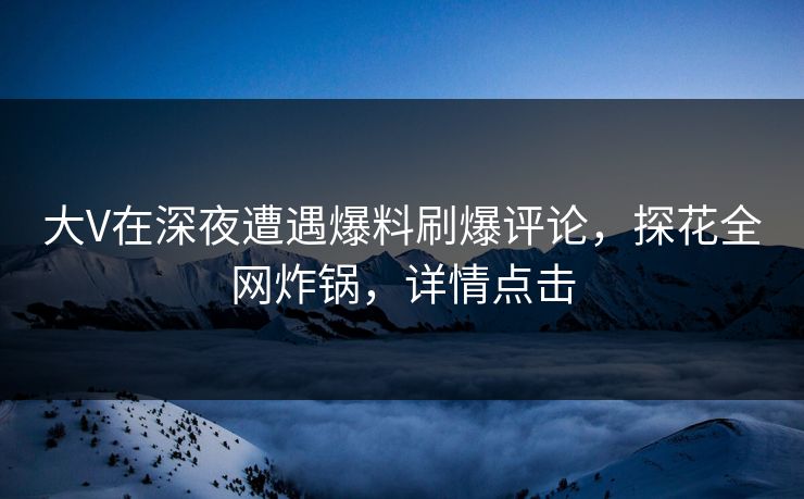 大V在深夜遭遇爆料刷爆评论，探花全网炸锅，详情点击