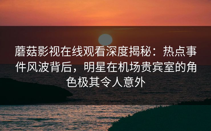 蘑菇影视在线观看深度揭秘：热点事件风波背后，明星在机场贵宾室的角色极其令人意外